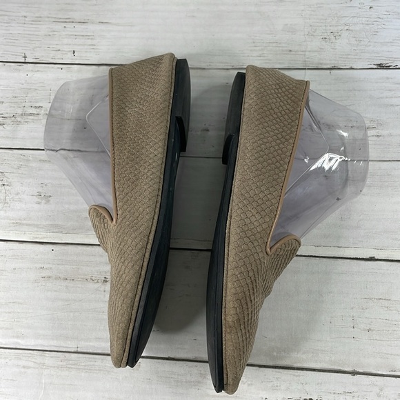 Taupe French Sole New York FSNY Textured Suede Smoking Loafer Flats - Picture 6 of 12